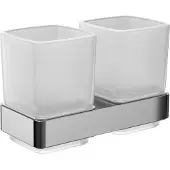 Emco Loft dubbele glashouder met glazen chroom 052500100