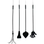Rimba Paardrijzweep met Flap Zwart Silicone 42 cm