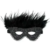 Rimba - Burlesque Masker Met Veren - Zwart