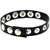 Rimba - Penisbandje - Penis Strap - Cockring Van Leer Met Metalen Studs En Drukknopen - Verstelbaar