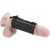 Rimba - Lederen Penis Sleeve - Met Veter - Zwart