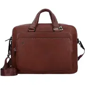 Piquadro Zwarte vierkante aktetas Leer 40 cm Laptopcompartiment bruin