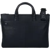 Piquadro Zwarte vierkante aktetas Leer 42 cm Laptopvak zwart