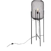 QAZQA Moderne vloerlamp zwart 135cm - Bliss Mesh