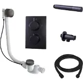Saniclear Nero thermostatische inbouw badkraan met afvoer / overloopcombinatie
