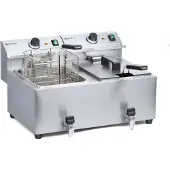 Super Merchant Dubbele friteuse met aftapkraan – 2x8x liter – 7000W – roestvast staal