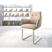 DELIFE Sledemodel Zoa-Flex microvelours beige vintage sledemodel vlak roestvrij staal pocketveer kern