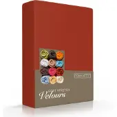 Romanette Hoeslaken Terra Pumpkin Rood (Velours)-2-persoons (140/150 x 200/210/220 cm)