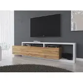 Meubella TV Meubel - Eiken met Wit - 219x45x52 cm - TV kast met lade