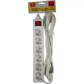 GereedschapXXL 6-voudige Stekkerdoos met Schakelaar en 5m Kabel voor Thuisgebruik