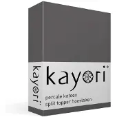 Kayori Split Topper Hoeslaken Shizu Antracite (Percal)-180 x 210/220 cm