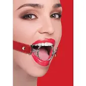 Ouch! – Ring Gag Open Mond Knevel met XL Ring en Elegante Stiksels - Rood
