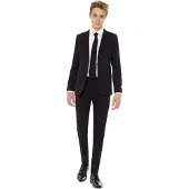 Opposuits kostuum Black Knight zwart Jongens Polyester Reverskraag Effen - maat 170/176