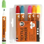 Packlinq Textielstiften, lijndikte: 2-4 mm, neon kleuren, 6stuks