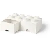 LEGO Opbergsteen met 8 noppen en 2 lades - wit