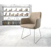 DELIFE Eetkamerstoel Greg-Flex microvelours beige vintage slipframe roestvrij staal pocketveer kern