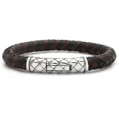 Silk Jewellery 423BBR-19 Armband zilver en leer lengte 19 cm