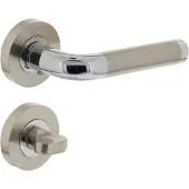 Intersteel Deurkruk Agatha op rozet met toilet-/badkamersluiting - chroom/nikkel mat