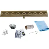 Mueller Basic douchegoot met flens 90x7cm goud messing