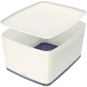 Leitz MyBox Opbergdoos met Deksel - Opberger/Sorteerbakje voor Thuiskantoor - Grijs/Wit - 1 Stuk