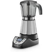 De'Longhi Alicia Plus EMKP 63.B, Elektrische mokkakoker, 0,25 liter, Geschikt voor gemalen koffie, 450 W, Zwart, Zilver