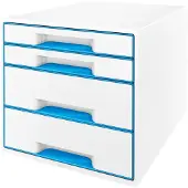 Leitz ladebox WOW CUBE 5213, 4 schuifladen, A4, polystyreen, blauw