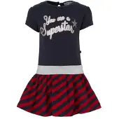 Dirkje gestreepte jersey jurk marine/rood/zilver Marine/rood/zilver 74