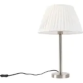 QAZQA Klassiek tafellamp staal met plissé kap wit 35 cm - Simplo