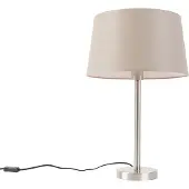 QAZQA Moderne tafellamp staal met taupe kap 35 cm - Simplo