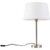 QAZQA Moderne tafellamp staal met witte kap 32 cm - Simplo