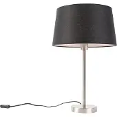 QAZQA Moderne tafellamp staal met zwarte kap 35 cm - Simplo