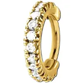 Lucardi Stalen helixpiercing goldplated clicker zirkonia