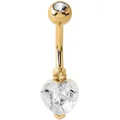 Lucardi Stalen navelpiercing goldplated hart met kristal