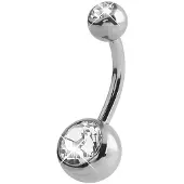Lucardi Stalen navelpiercing met kristal