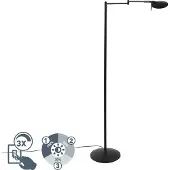 TRIO Moderne zwenkbare leeslamp zwart incl. LED en dimmer - Kazam