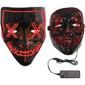 Vegaoo - Rood lichtgevend plastic led masker voor volwassenen