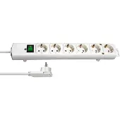 HQ Products Comfort-Line Plus stekkerdoos met 6 ruime contacten / wit - 2 meter