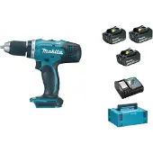 Makita Boormachine + slagboor, DDF453RF3J Draadloze Schroevendraaier 18 V 3,0 Ah Li-Ion (DDF453RF3J) (Oplaadbare batterij)