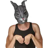 Vegaoo Grijs konijn masker van latex voor volwassenen