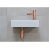 Mueller Mini Rhea 36x18x9cm fonteinset mat wit met koperen kraan rechts