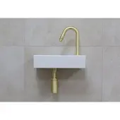 Mueller Mini Rhea 36x18x9cm fonteinset mat wit met gouden gebogen fonteinkraan rechts
