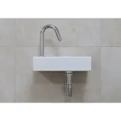 Mueller Mini Rhea 36x18x9cm fonteinset mat wit met chroom gebogen fonteinkraan links