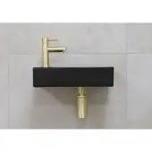 Mueller Mini Rhea 36x18x9cm zwarte fonteinset met kraan goud links