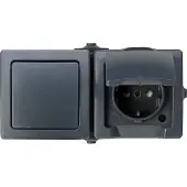 Sencys Combinatie Wisselschakelaar/stopcontact Horizontaal Denver Geaard Antraciet
