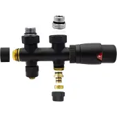 SaniGoods thermostatische radiatorkraan recht 1/2"x16 M30 zwart