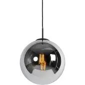 QAZQA Art Deco hanglamp zwart met smoke glas 30 cm - Pallon