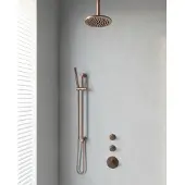 Brauer Thermostatisch inbouwdoucheset copper 20 cm hoofddouche plafondarm staafhanddouche op glijstang koper