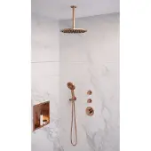 Brauer Copper Edition complete inbouw regendouche met 3 standen handdouche, plafondarm en hoofddouche 30cm set 12 koper geborsteld PVD