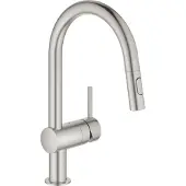 GROHE Minta 1-gats keukenkraan met draaibare C-uitloop en uittrekbare dual spray supersteel