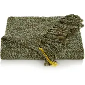 Malagoon Plaids, deken Malagoon Olive green melee throw dames 125x150 cm